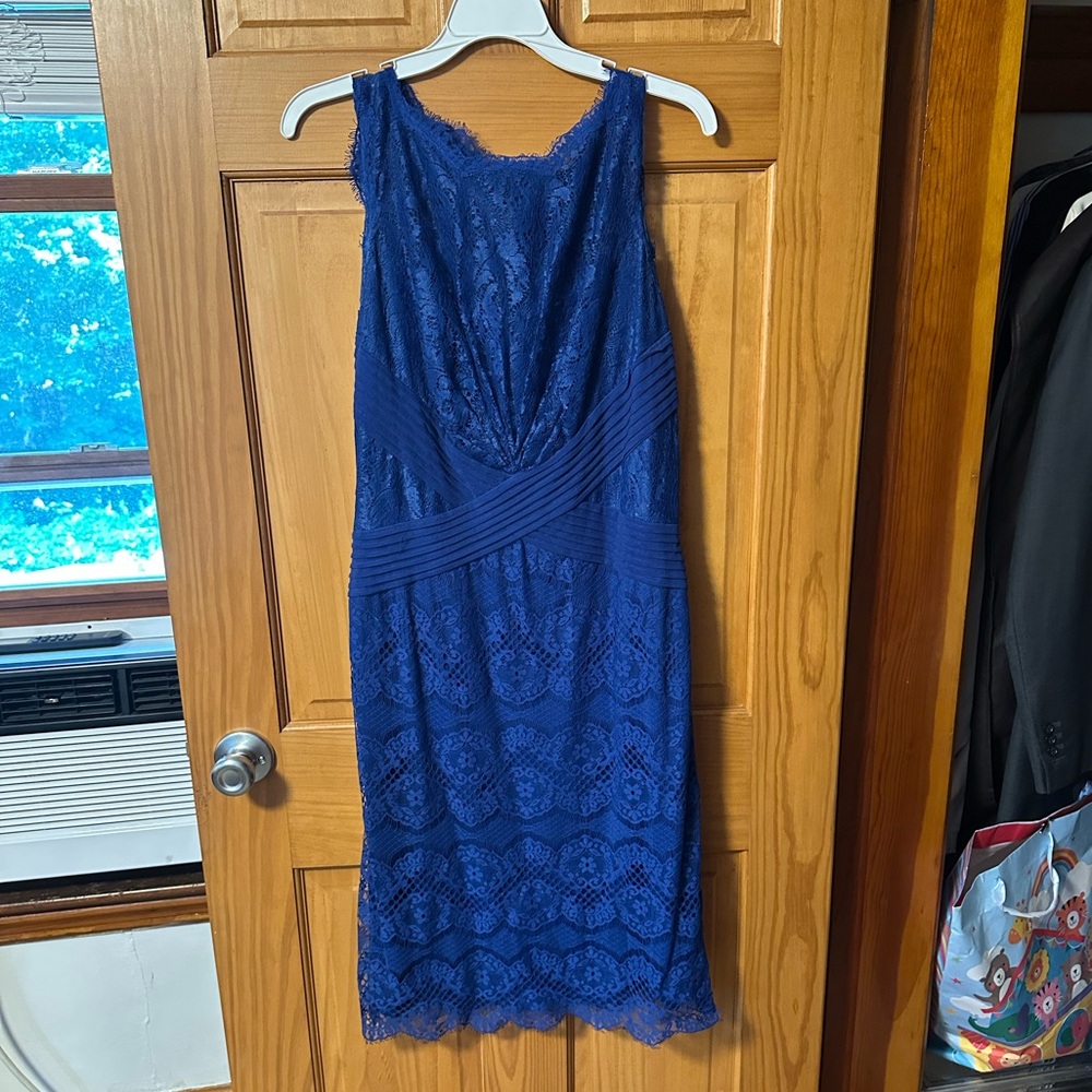 Tadashi Shoji Royal Blue Lace Midi Dress STUNNING!